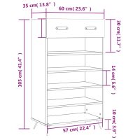 vidaXL Skohylla betonggrå 60x35x105 cm konstruerat trä - Bild 12