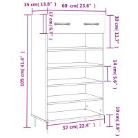 vidaXL Skohylla betonggrå 60x35x105 cm konstruerat trä - Bild 12