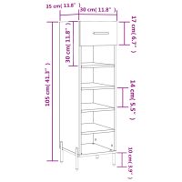 vidaXL Skohylla rökfärgad ek 30x35x105 cm konstruerat trä - Bild 12