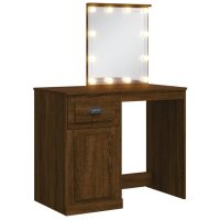 vidaXL Sminkbord med LED-lampor brun ek 90x42x132,5 cm - Bild 2