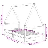 vidaXL Sängram för barnsäng m. lådor vit 80x200 cm massiv furu - Bild 10