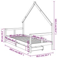 vidaXL Sängram för barnsäng m. lådor 80x200 cm massiv furu - Bild 10