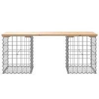 vidaXL Trädgårdsbänk gabion-design 103x31x42 cm massiv furu - Bild 3