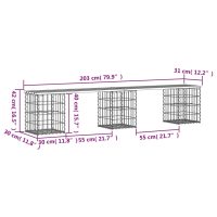 vidaXL Trädgårdsbänk gabion-design 203x31x42 cm tryckimpregnerad furu - Bild 8