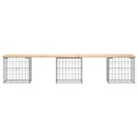 vidaXL Trädgårdsbänk gabion-design 203x44x42 cm massiv furu - Bild 3