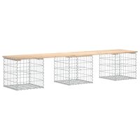 vidaXL Trädgårdsbänk gabion-design 203x44x42 cm massiv furu - Bild 5