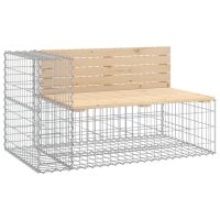 vidaXL Trädgårdsbänk gabion-design 122x71x65,5 cm massiv furu - Bild 2