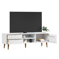 vidaXL Tv-bänk MOLDE vit 158x40x49 cm massiv furu - Bild 3