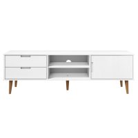 vidaXL Tv-bänk MOLDE vit 158x40x49 cm massiv furu - Bild 4