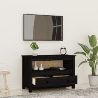 vidaXL Tv-bänk Svart 79x35x52 cm massiv furu - Bild 3