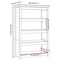 vidaXL Bokhylla vit 80x35x126 cm massiv furu - Bild 8