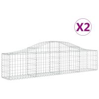 vidaXL Gabion bågformad 2 st 200x30x40/60 cm galvaniserat järn - Bild 2