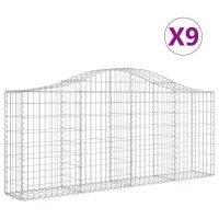 vidaXL Gabioner bågformade 9 st 200x30x80/100 cm galvaniserat järn - Bild 2