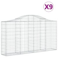 vidaXL Gabioner bågformade 9 st 200x30x100/120 cm galvaniserat järn - Bild 2