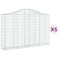 vidaXL Gabioner bågformade 5 st 200x30x120/140 cm galvaniserat järn - Bild 2