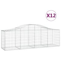 vidaXL Gabioner bågformade 12 st 200x50x60/80 cm galvaniserat järn - Bild 2