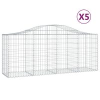 vidaXL Gabioner bågformade 5 st 200x50x80/100 cm galvaniserat järn - Bild 2