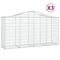 vidaXL Gabioner bågformade 3 st 200x50x100/120 cm galvaniserat järn - Bild 2