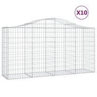 vidaXL Gabioner bågformade 10 st 200x50x100/120 cm galvaniserat järn - Bild 2