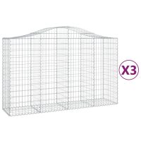 vidaXL Gabioner bågformade 3 st 200x50x120/140 cm galvaniserat järn - Bild 2