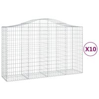 vidaXL Gabioner bågformade 10 st 200x50x120/140 cm galvaniserat järn - Bild 2