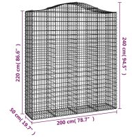 vidaXL Gabioner bågformade 3 st 200x50x220/240 cm galvaniserat järn - Bild 6