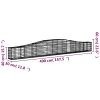 vidaXL Gabioner bågformade 5 st 400x30x40/60 cm galvaniserat järn - Bild 6