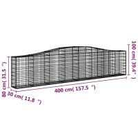 vidaXL Gabioner bågformade 20 st 400x30x80/100 cm galvaniserat järn - Bild 6