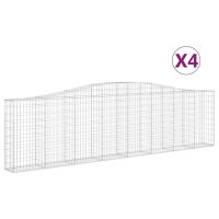 vidaXL Gabioner bågformade 4 st 400x30x100/120 cm galvaniserat järn - Bild 2