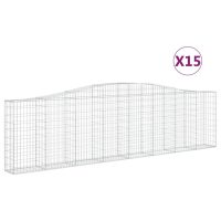 vidaXL Gabioner bågformade 15 st 400x30x100/120 cm galvaniserat järn - Bild 2