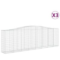 vidaXL Gabioner bågformade 3 st 400x50x120/140 cm galvaniserat järn - Bild 2