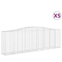 vidaXL Gabioner bågformade 5 st 400x50x120/140 cm galvaniserat järn - Bild 2