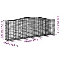 vidaXL Gabioner bågformade 5 st 400x50x120/140 cm galvaniserat järn - Bild 6