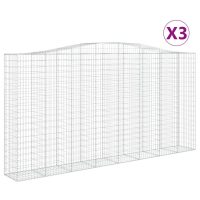 vidaXL Gabioner bågformade 3 st 400x50x200/220 cm galvaniserat järn - Bild 2