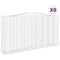 vidaXL Gabioner bågformade 8 st 400x50x200/220 cm galvaniserat järn - Bild 2