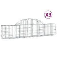 vidaXL Gabion bågformad 3 st 200x30x40/60 cm galvaniserat järn - Bild 2