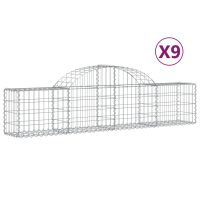 vidaXL Gabion bågformad 9 st 200x30x40/60 cm galvaniserat järn - Bild 2