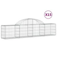 vidaXL Gabion bågformad 15 st 200x30x40/60 cm galvaniserat järn - Bild 2