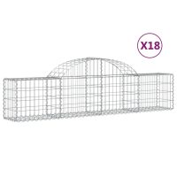 vidaXL Gabion bågformad 18 st 200x30x40/60 cm galvaniserat järn - Bild 2