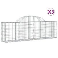 vidaXL Gabion bågformad 3 st 200x30x60/80 cm galvaniserat järn - Bild 2