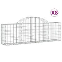 vidaXL Gabioner bågformade 8 st 200x30x60/80 cm galvaniserat järn - Bild 2