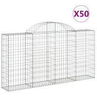 vidaXL Gabioner bågformade 50 st 200x30x100/120 cm galvaniserat järn - Bild 2