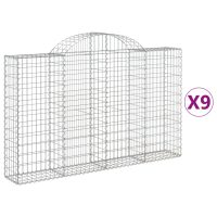 vidaXL Gabioner bågformade 9 st 200x30x120/140 cm galvaniserat järn - Bild 2