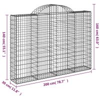 vidaXL Gabioner bågformade 4 st 200x30x140/160 cm galvaniserat järn - Bild 6