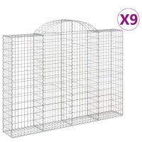 vidaXL Gabioner bågformade 9 st 200x30x140/160 cm galvaniserat järn - Bild 2