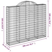 vidaXL Gabion bågformad 2 st 200x30x160/180 cm galvaniserat järn - Bild 6