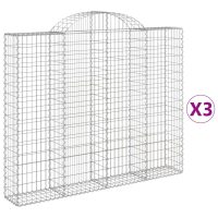 vidaXL Gabion bågformad 3 st 200x30x160/180 cm galvaniserat järn - Bild 2