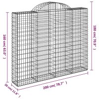 vidaXL Gabion bågformad 4 st 200x30x160/180 cm galvaniserat järn - Bild 6