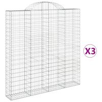 vidaXL Gabioner bågformade 3 st 200x30x200/220 cm galvaniserat järn - Bild 2