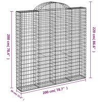 vidaXL Gabioner bågformade 3 st 200x30x200/220 cm galvaniserat järn - Bild 6